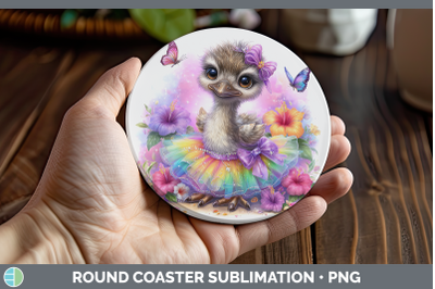 Emu Round Coaster Farm Rainbow Summer Sublimation Coaster De