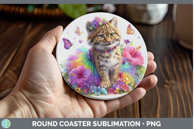 Andean Mountain Cat Round Coaster Wild Cats Rainbow Summer S