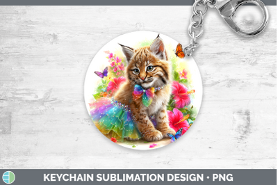 Bobcat Keychain Wild Cats Rainbow Summer Sublimation Keyring