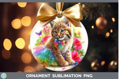 Bobcat Ornament Wild Cats Rainbow Summer Sublimation Bauble
