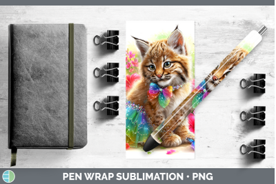 Bobcat Pen Wrap Wild Cats Rainbow Summer Sublimation Pen Des