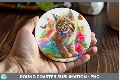 Bobcat Round Coaster Wild Cats Rainbow Summer Sublimation Co
