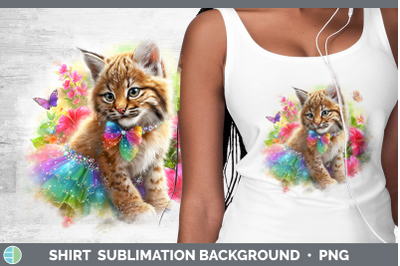 Bobcat Shirt Wild Cats Rainbow Summer Sublimation Background