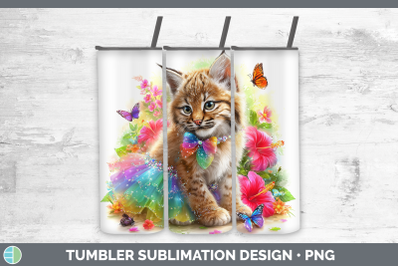 Bobcat Tumbler Wild Cats Rainbow Summer Sublimation 20 oz Sk