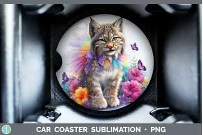 Canada Lynx Car Coaster Wild Cats Rainbow Summer Sublimation