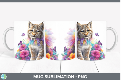 Canada Lynx Mug Wrap Wild Cats Rainbow Summer Sublimation Co
