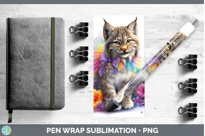 Canada Lynx Pen Wrap Wild Cats Rainbow Summer Sublimation Pe