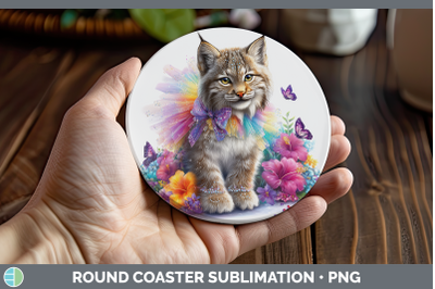 Canada Lynx Round Coaster Wild Cats Rainbow Summer Sublimati