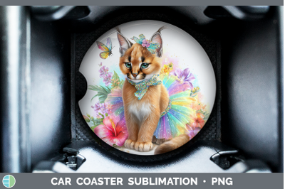 Caracal Car Coaster Wild Cats Rainbow Summer Sublimation Dri