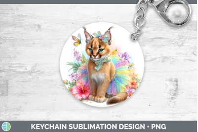 Caracal Keychain Wild Cats Rainbow Summer Sublimation Keyrin