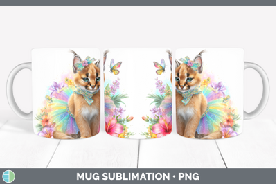 Caracal Mug Wrap Wild Cats Rainbow Summer Sublimation Coffee