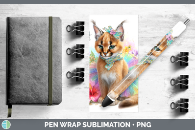 Caracal Pen Wrap Wild Cats Rainbow Summer Sublimation Pen De