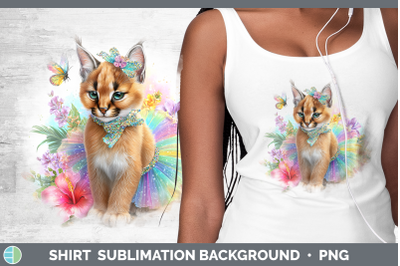 Caracal Shirt Wild Cats Rainbow Summer Sublimation Backgroun