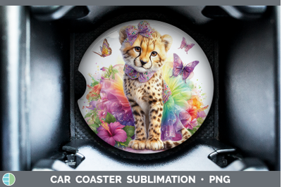 Cheetah Car Coaster Wild Cats Rainbow Summer Sublimation Dri