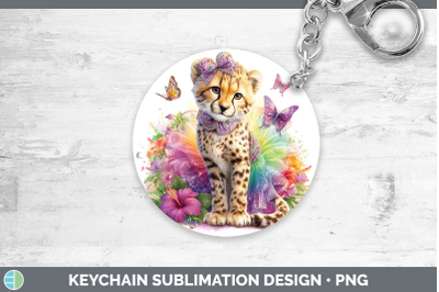 Cheetah Keychain Wild Cats Rainbow Summer Sublimation Keyrin