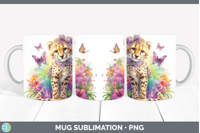 Cheetah Mug Wrap Wild Cats Rainbow Summer Sublimation Coffee