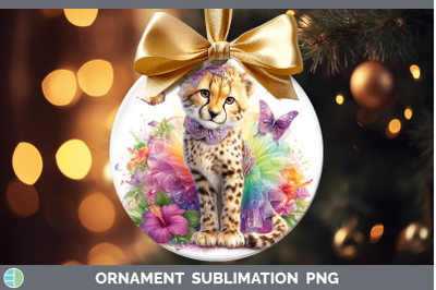 Cheetah Ornament Wild Cats Rainbow Summer Sublimation Bauble