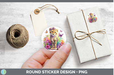 Wild Cats Rainbow Summer Cheetah Stickers | Round Labels Des