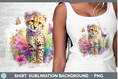 Cheetah Shirt Wild Cats Rainbow Summer Sublimation Backgroun