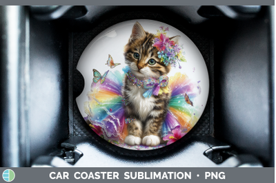 European Wildcat Car Coaster Wild Cats Rainbow Summer Sublim