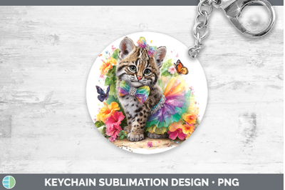 Geoffroys Cat Keychain Wild Cats Rainbow Summer Sublimation
