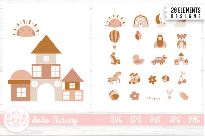 Boho Nursery Clipart Bundle | Newborn Baby Bohemian Style