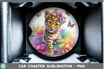 Jaguar Car Coaster Wild Cats Rainbow Summer Sublimation Drin