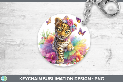 Jaguar Keychain Wild Cats Rainbow Summer Sublimation Keyring