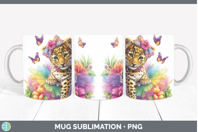 Jaguar Mug Wrap Wild Cats Rainbow Summer Sublimation Coffee