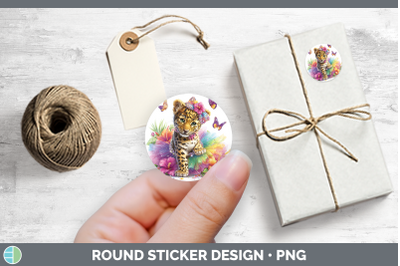 Wild Cats Rainbow Summer Jaguar Stickers | Round Labels Desi
