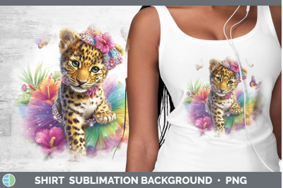 Jaguar Shirt Wild Cats Rainbow Summer Sublimation Background