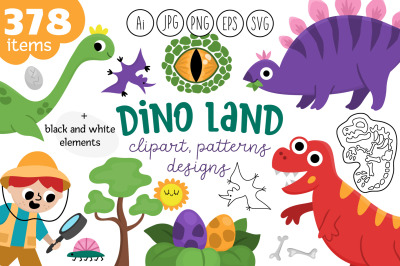 Dinosaur clipart, patterns and designs for kids