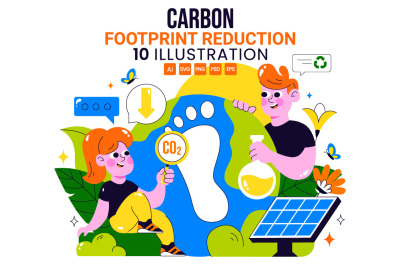 10 Carbon Footprint Reduction Illustration