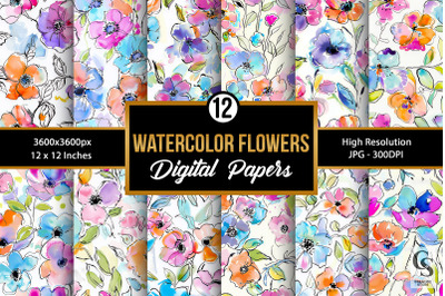 Abstract Watercolor Pastel Floral Papers