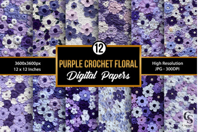Purple and White Crochet Floral Seamless Pattern   Included   12 Digit