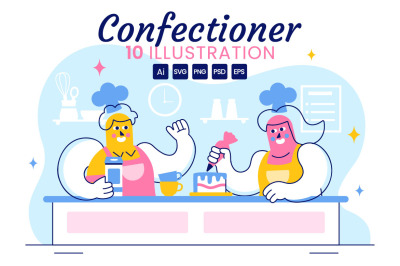 10 Confectioner Vector Illustration