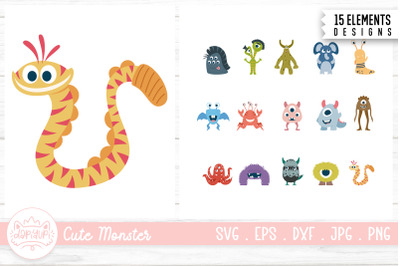 Cute Cartoon Monsters Clipart Bundle