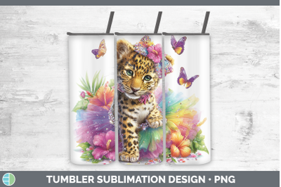 Jaguar Tumbler Wild Cats Rainbow Summer Sublimation 20 oz Sk