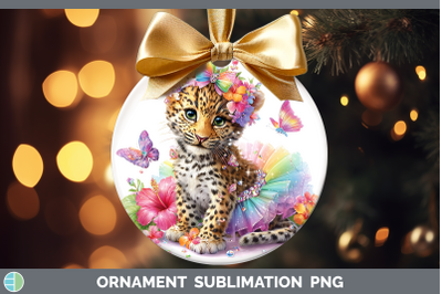 Leopard Ornament Wild Cats Rainbow Summer Sublimation Bauble