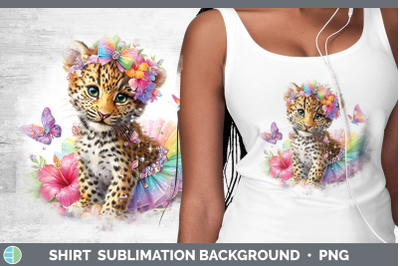Leopard Shirt Wild Cats Rainbow Summer Sublimation Backgroun