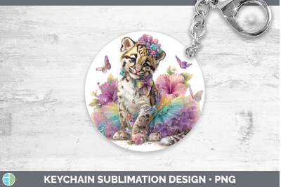 Leopard Clouded Keychain Wild Cats Rainbow Summer Sublimatio