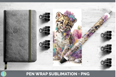 Leopard Clouded Pen Wrap Wild Cats Rainbow Summer Sublimatio