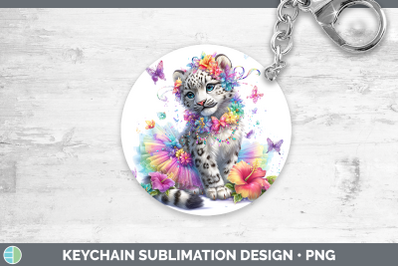 Leopard Snow Keychain Wild Cats Rainbow Summer Sublimation K