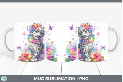 Leopard Snow Mug Wrap Wild Cats Rainbow Summer Sublimation C