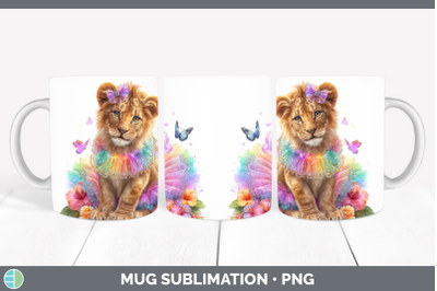 Lion Mug Wrap Wild Cats Rainbow Summer Sublimation Coffee Cu