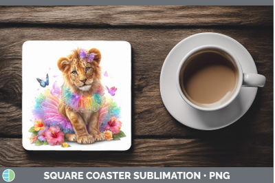 Lion Square Coaster Wild Cats Rainbow Summer Sublimation Dri