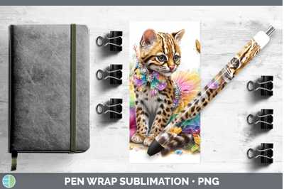 Margay Cat Pen Wrap Wild Cats Rainbow Summer Sublimation Pen