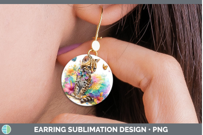 Margay Cat Round Earrings Wild Cats Rainbow Summer Sublimati