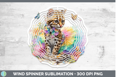 Margay Cat Wind Spinner Wild Cats Rainbow Summer Sublimation