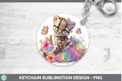 Ocelot Keychain Wild Cats Rainbow Summer Sublimation Keyring